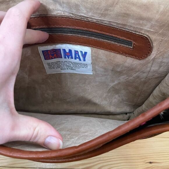 EM MAY Turkish Kilim Wool Handbag Crossbody Messenger Bag Purse Unique Suede - Picture 5 of 10